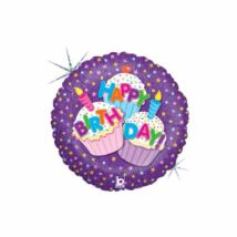 23 cm-es Happy Birthday muffinos fólia lufi