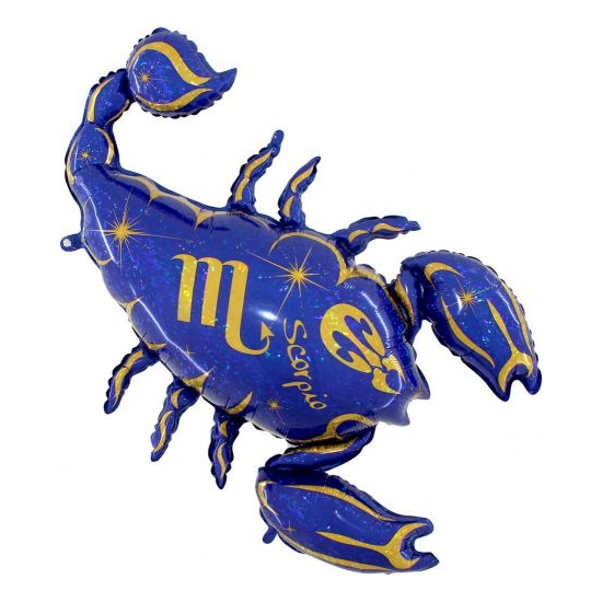 MegaShape - skorpió csillagjegyű hologramos kék fólia lufi
