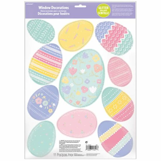 Glitteres húsvéti tojás ablakdekoráció - 11 db / csomag