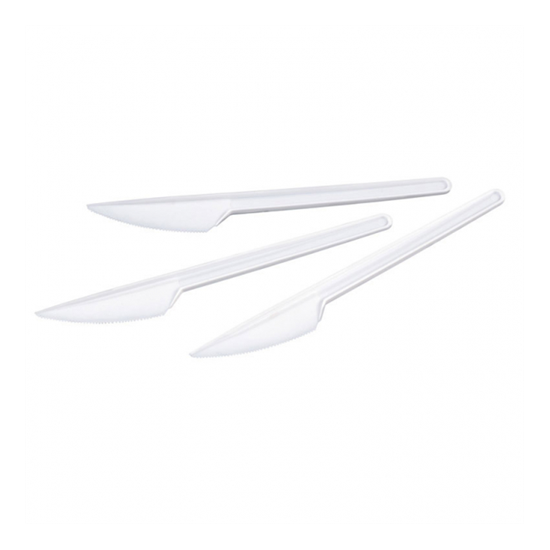 Fehér műanyag kés, 25 db