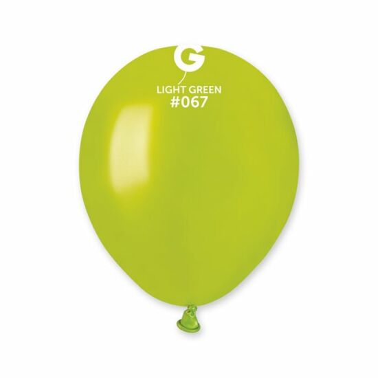 13 cm-es metál világos zöld gumi léggömb - 100 db / csomag