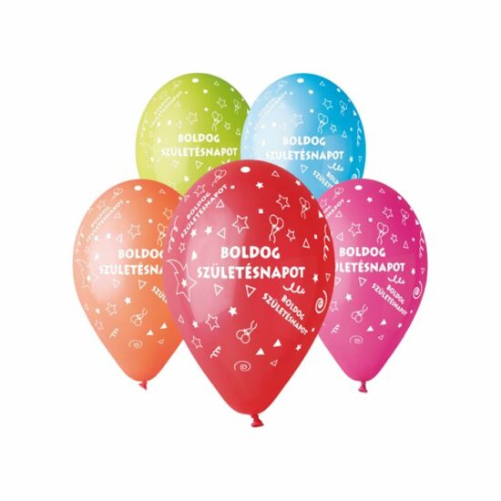 30 cm-es Boldog születésnapot feliratos barack színű gumi léggömb - 100 db / csomag