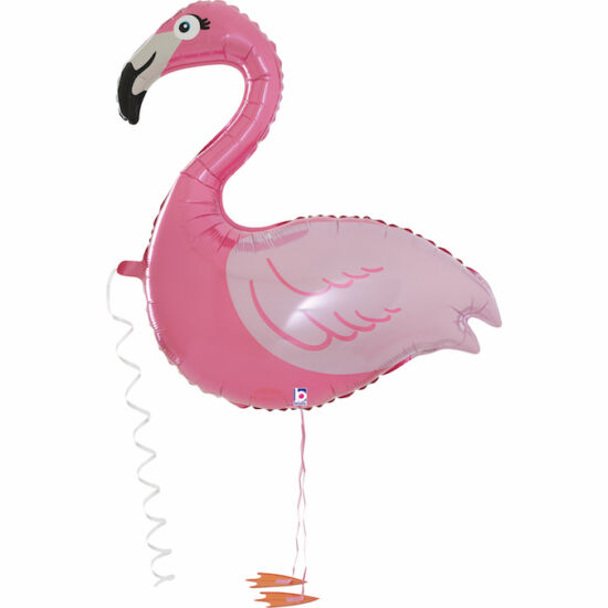 Sétáló flamingó fólia lufi, 98 cm-es
