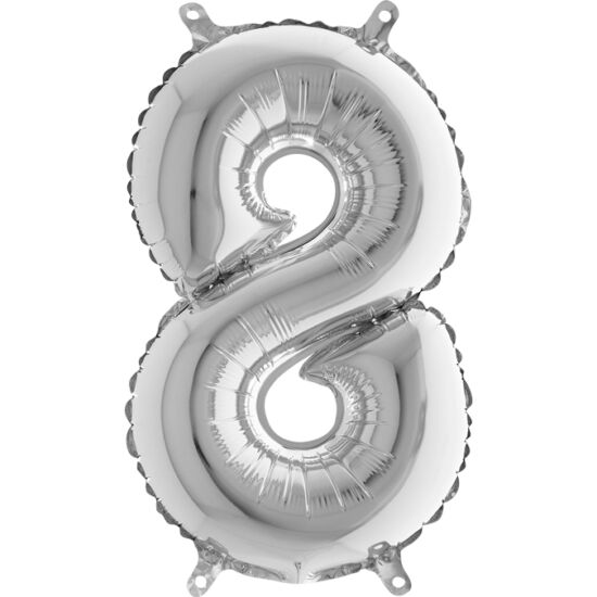 MiniShape - ezüst színű 8-as szám fólia lufi