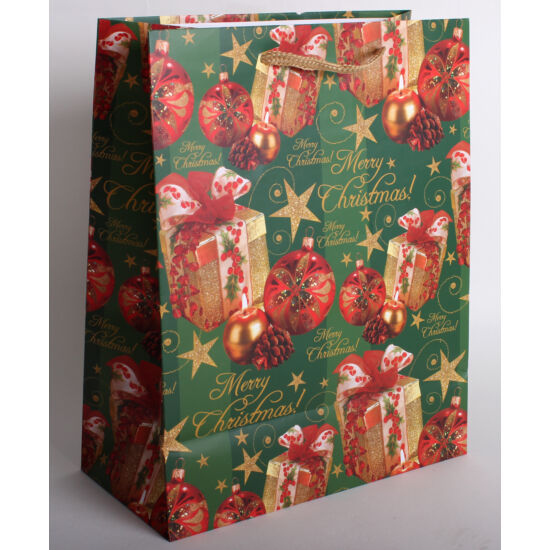 Dísztasak karácsonyi dísz- és ajándékcsomag mintával - 33 cm x 26 cm